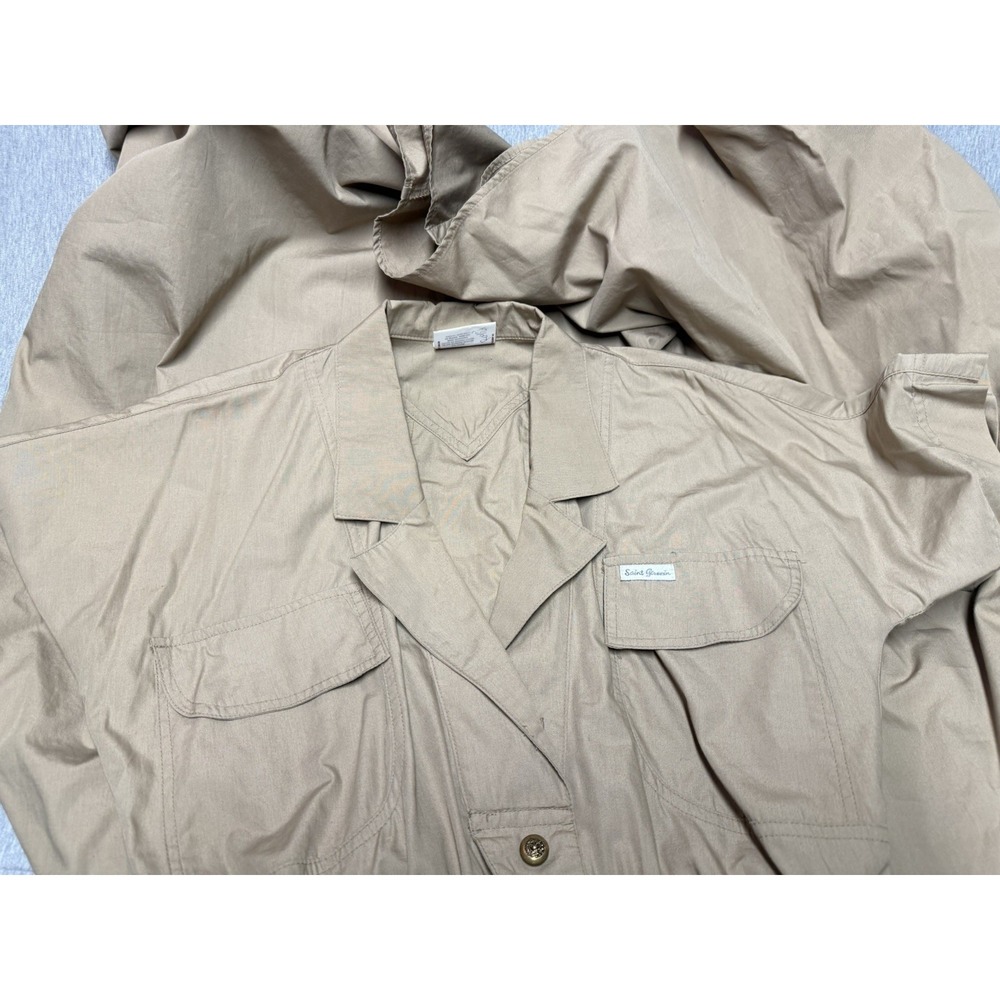 Saint Germain Beige Cotton Belted Button Shirt Dress Short Sleeve Size 38